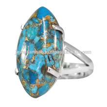 Blue Copper Turquoise Gemstone Com 925 Sterling Silver Unique Marquise Shape Engagement Ring